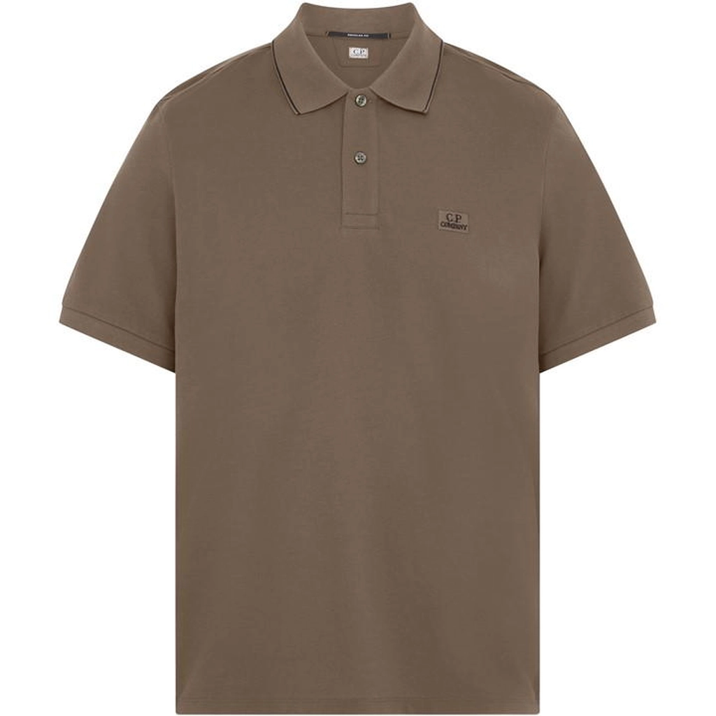 CP Company Short Sleeve Tipped Polo Shirt - Brown